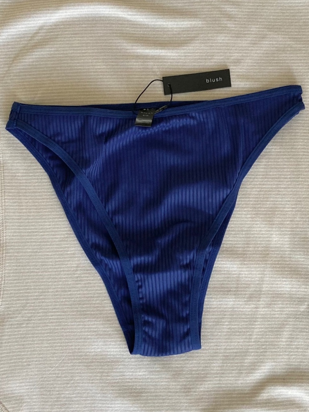 Blush Lingerie Ribbed Bikini Panty in Navy - NWT, Size Small